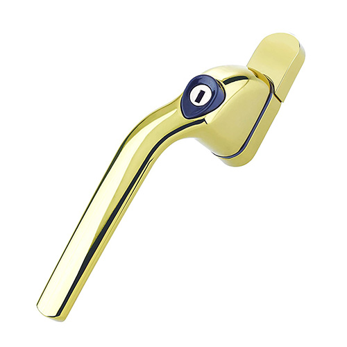 LH Gold Gold Offset cranked locking espag window handles are designed for use with UPVC windows.  these handles are right or left-handed, this means you must order the hand you require, you can find out which hand you need by checking the direction of the opening. Right-handed - the handles open anti-clockwise. Left-handed - the handles open clockwise. 