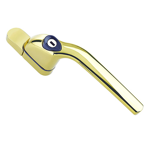 RH Gold curved Offset cranked locking espag window handles are designed for use with UPVC windows.  these replacement window handles are right or left-handed, this means you must order the hand you require, you can find out which hand you need by checking the direction of the opening. Right-handed - the handles open anti-clockwise. Left-handed - the handles open clockwise. 