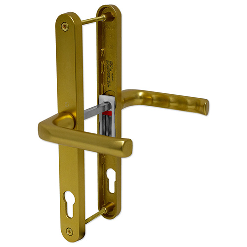 Gold PVC Hoppe London Door Handle Set Pair - The Hoppe London handle is a sleek and modern handle which will give you years of wear and tear and still look great.  It is especially made for the Fuhr 72mm door lock.