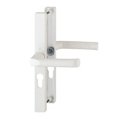 White uPVC Hoppe London Door Handle Set Pair - 48PZ The Hoppe London handle is a sleek and modern handle which will give you years of wear and tear and still look great.  It is especially made for the Fuhr 47-48mm door lock.