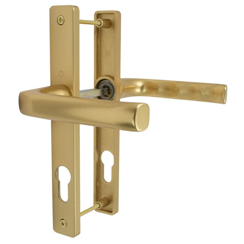 Gold uPVC Hoppe London Door Handle Set Pair - 72PZThe Hoppe London handle is a sleek and modern handle which will give you years of wear and tear and still look great.  It is especially made for the Fuhr 72mm door lock.