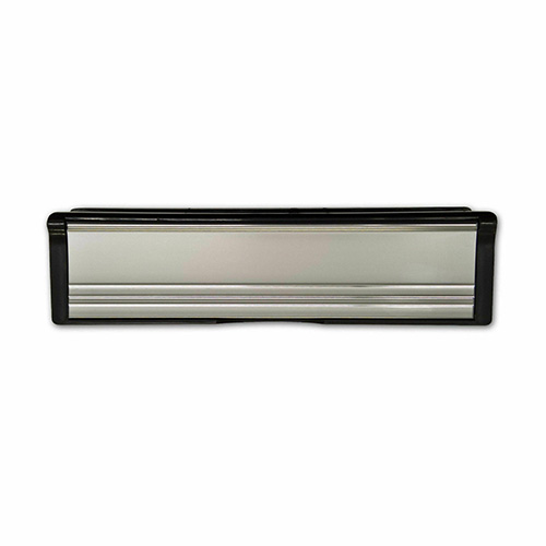 White MILA Contoura UPVC Letter Box 40-80 - 295mm Wide, specs A4 aperture to BS2911; To suit doors with 40mm – 80mm thickness; Nylon brush seal internally