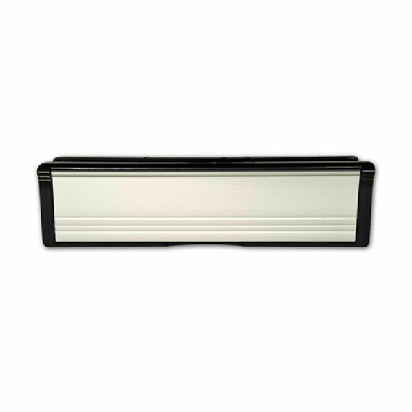 White MILA Contoura UPVC Letter Box 40-80 - 295mm Wide, specs A4 aperture to BS2911; To suit doors with 40mm – 80mm thickness; Nylon brush seal internally