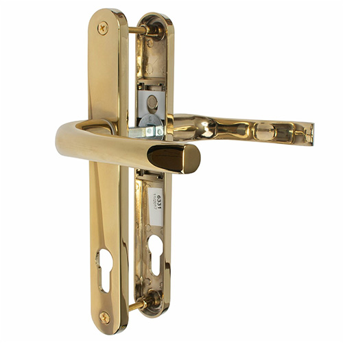 gold PVC Mila Pro Linea Door Handle Set Pair - The Hoppe London handle is a sleek and modern handle which will give you years of wear and tear and still look great. 