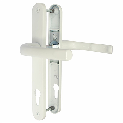 White PVC Mila Pro Linea Door Handle Set Pair - The Hoppe London handle is a sleek and modern handle which will give you years of wear and tear and still look great. 