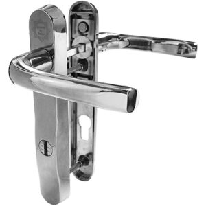 Mila Chrome ProSecure PAS 24 UPVC Door Handle in chrome gold and white. This Mila ProSecure handle is manufactured in high strength zinc alloy reinforced with 2mm gauge mild steel. It comes in a range of colours. The handle itself provides the visual deterrent which Mila recommends to discourage the opportunist