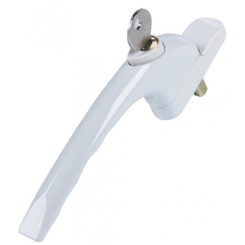 White Mila LH/RH ProLinea Espagnolette uPVC Window Handle. This Inline espag window handle is suitable for UPVC windows, is not handed and supplied with one key