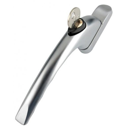 Silver Mila LH/RH ProLinea Espagnolette uPVC Window Handle. This Inline espag window handle is suitable for UPVC windows, is not handed and supplied with one key