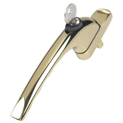 gold Mila LH/RH ProLinea Espagnolette uPVC Window Handle. This Inline espag window handle is suitable for UPVC windows, is not handed and supplied with one key