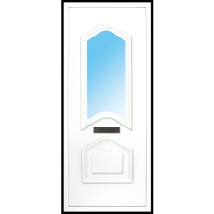 the Mourne Fushion PVC Door Insert Panel is a unique 2-panel design, 2/3 to 1/3 ratio design. It has a beveled panel design for both panels.