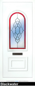 the Blackwater is a 2 panels door, this design is more a 2/3 and 1/3 panel design, the bottom panel is square and the top is beautifully arched. This panel comes in a choice of colours and 6 glass designs so there is something for every design taste.