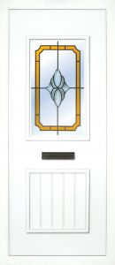 The Finn Yellow mellow PVC door insert panels is a 2-panel insert. The bottom panel is a T&T design and the top is rectangular in design, the Finn has 3 glass designs to choose from.