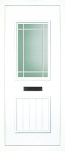 The Finn leaded fusion PVC door insert panels is a 2-panel insert. The bottom panel is a T&T design and the top is rectangular in design, the Finn has 3 glass designs to choose from.