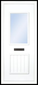 The Finn plain PVC door insert panels is a 2-panel insert. The bottom panel is a T&T design and the top is rectangular in design, the Finn has 3 glass designs to choose from.
