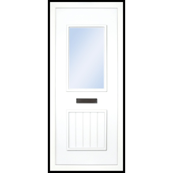 The Finn plain PVC door insert panels is a 2-panel insert. The bottom panel is a T&T design and the top is rectangular in design, the Finn has 3 glass designs to choose from.