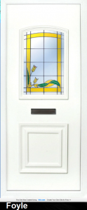 The Foyle is a 2 panel PVC door insert panel, the bottom panel is square panel design with the top having an ever so slight arch to the top, you have 5 glass designs to choose from and the Foyle 2 has a glass penal to the TOP AND BOTTOM of the panel.
