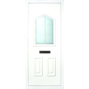 the Moy Georgian PVC Door Insert Panelis a unique 3-panel design, with 2 smaller panels to the bottom and one larger triangle box glass designed on top. You can choose from 3 glass designs with this panel