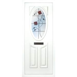 the Lee PVC door insert panel has 3 panels, 2 bottom panels with in inverted oval shape to the tops and the top panel is an oval, you have a choice of 6 door panel designs with the Lee and an array of colour choices