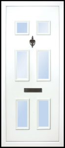 This solid door panel has a six-panel all glazed design. all 6 are glazed, it is traditional and suitable for most homes but looks best on older cottages or bungalows etc.