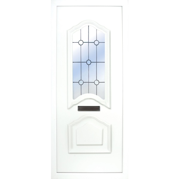 the Mourne Beveled PVC Door Insert Panel is a unique 2-panel design, 2/3 to 1/3 ratio design. It has a beveled panel design for both panels.