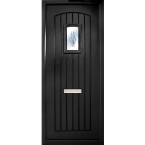 The Nenagh in black is a contemporary design with t&G design with a small slightly arched glass panel to the top. It comes in an array of colours and 4 glass design options.