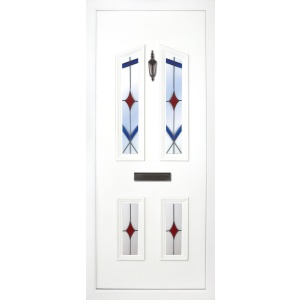 The Bann glazed has 4 panels and the top two have a slight triangulated effect. The top two-pane have a choice of solid, clear glass or glass design, and you can also choose all 4 panels in glass design, so this panel really is a bespoke design,