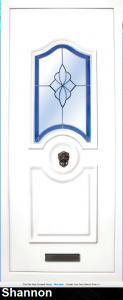 The Shannon PVC door insert panels is a sleek design with 2 panels. the bottom and top panels are convex arches and around panels in the center for your doorknob, it is an elegant choice for the more sleek home. There is a choice of colors and 4 glass designs