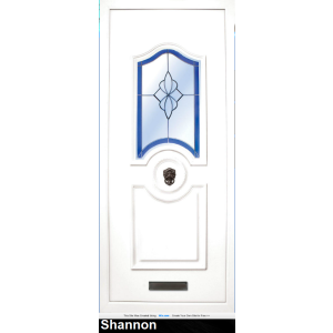 The Shannon PVC door insert panels is a sleek design with 2 panels. the bottom and top panels are convex arches and around panels in the center for your doorknob, it is an elegant choice for the more sleek home. There is a choice of colors and 4 glass designs