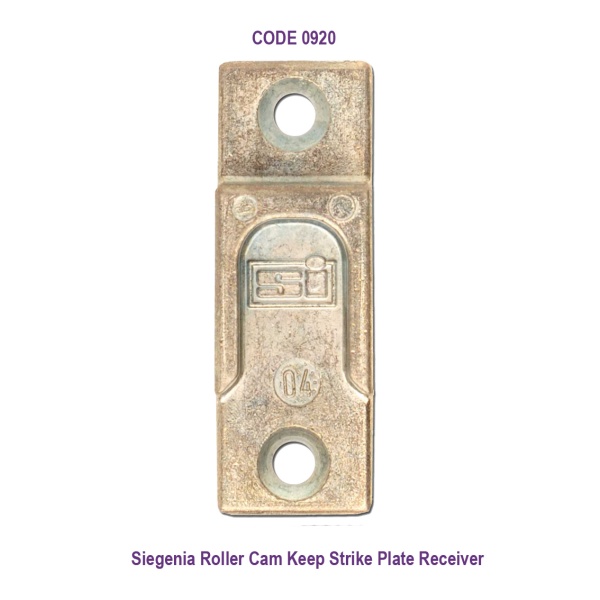 SI Siegenia Window Striker Keep 0920. Also Door Roller Cam Lock Cam Flat Universal Fit. This is a Siegenia roller cam striker keep is used as replacement broken striker keeps and can be used on most types of Upvc windows or doors with only a little adaption to create a suitable fixing point.