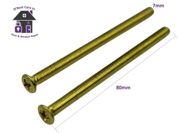 these are new Replacement M5 Upvc Door Handle Bolts in gold (zinc) M5 x 80mm Can Be Cut To Size To Suit Gold Door Handles