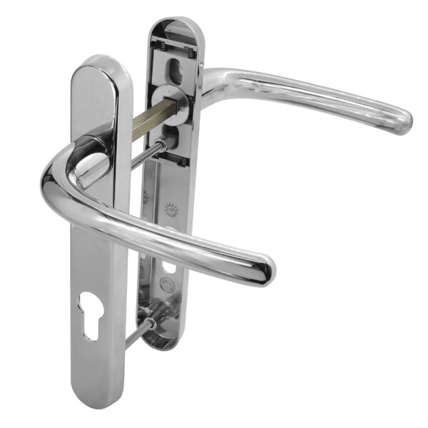 Pro Linea UPVC Door Handles Set Lever/Lever White 92pz - 122mm Screw fixings type A Chrome, pvc door handle, composite door handle