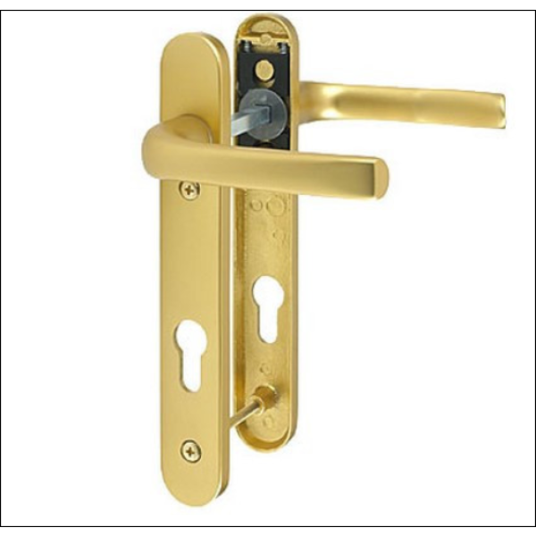 Pro Linea UPVC Door Handles Set Lever/Lever White 92pz - 122mm Screw fixings type A Gold, pvc door handle, composite door handle