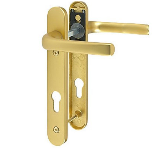 Pro Linea UPVC Door Handles Set Lever/Lever White 92pz - 122mm Screw fixings type A Gold