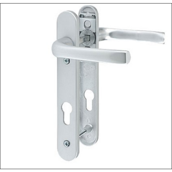 Pro Linea UPVC Door Handles Set Lever/Lever White 92pz - 122mm Screw fixings type A Silver, pvc door handle, composite door handle