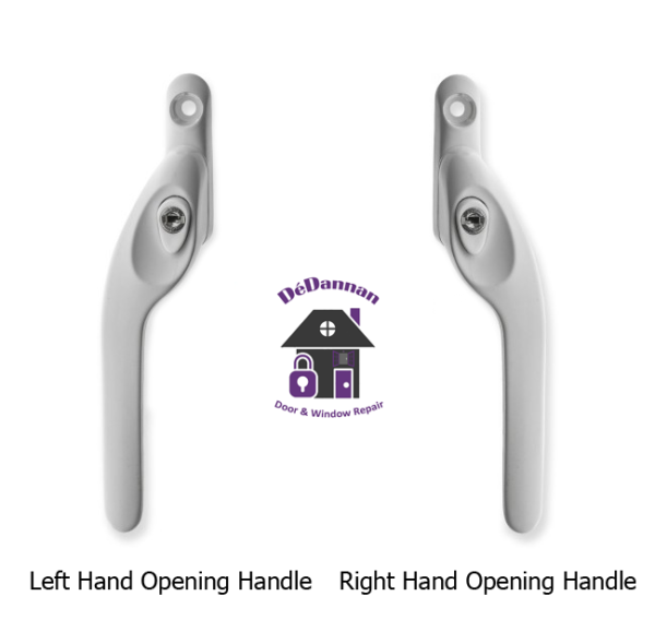 how to identofy left or right hand openig window handle, how do i know if my window handl eis left or right opening what does a right hand cranked offset window handle look like, what doe a right hand cranked offset window handle look like