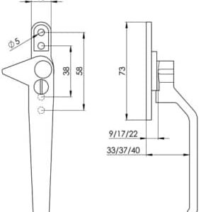 buy WP WindowParts Original Flexi  height Cockspur Right and Left Hand Window Handle diagram sizs