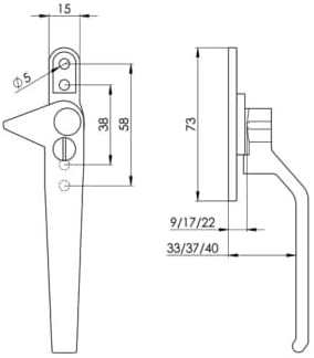 buy WP WindowParts Original Flexi  height Cockspur Right and Left Hand Window Handle diagram sizs