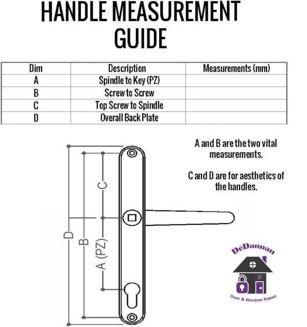 how do i measure the sizes of my door handles im looking for a diagram on how to measure door handle pz
